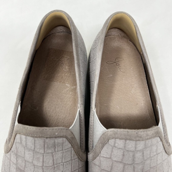 Joie Shoe Slides Huxley Gray Croc Pattern Leather Sneaker Comfort Size 37.5 EUR - Picture 9 of 11